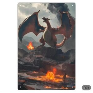 Charizard Pokemon Metal Sign Vintage Wall Art Decor 8x11‎ inch Waterproof